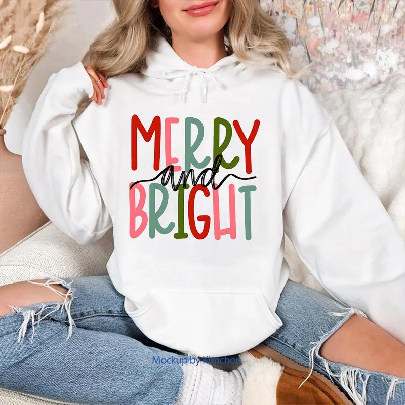 Merry and Bright Sweatshirt, Christmas Sweatshirt, Family Christmas Sweatshirt, Merry Christmas Sweatshirt, Comfort Casual