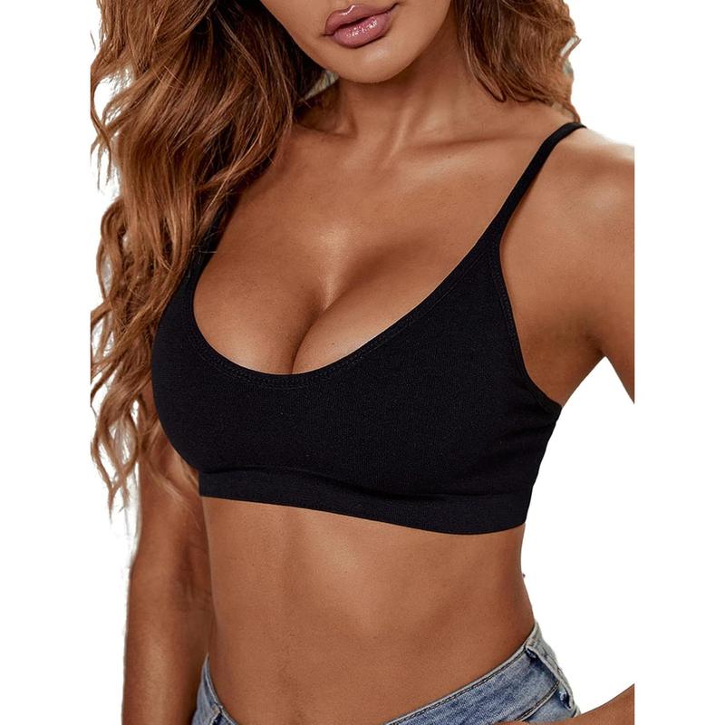 Scoop Neck Spaghetti Strap Seamless Bra Top Crop Bralette