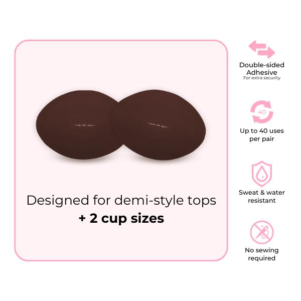 BOOMBA Demi Boost - Patented Sticky Inserts For demi-cup styled clothing - Outfit enhancer