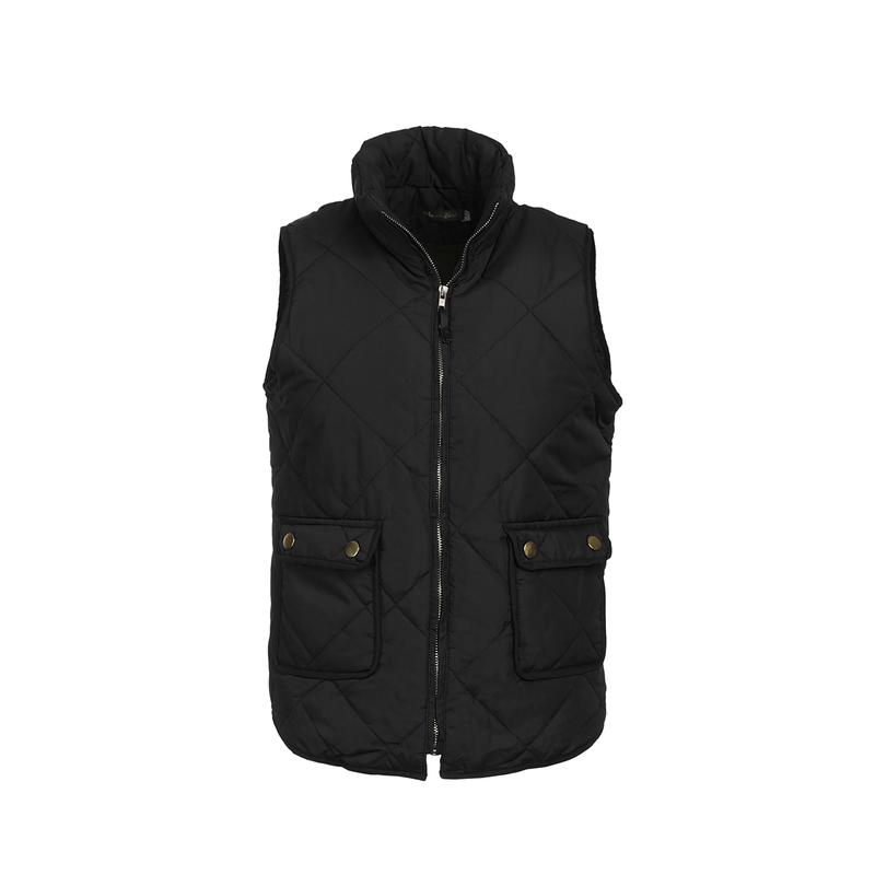 Women Warm Vest, Solid Color Stand Collar Warm Padded Zipper Up Side Pockets Gilet Quilted Puffer Wild Fashion Vest