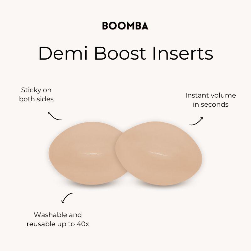 BOOMBA Demi Boost - Patented Sticky Inserts For demi-cup styled clothing - Outfit enhancer