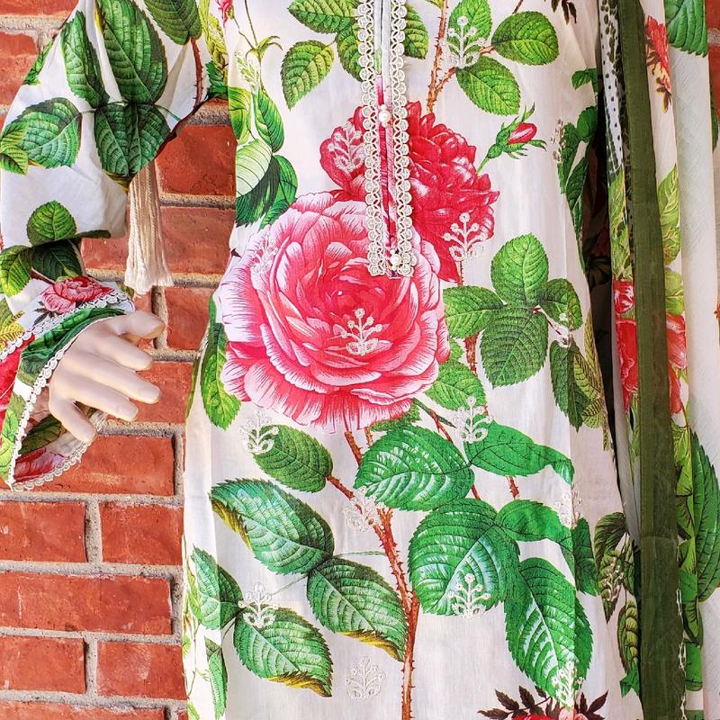 Pakistani Lawn Cotton Embroidery Summer Collection Dress for Women - Traditional