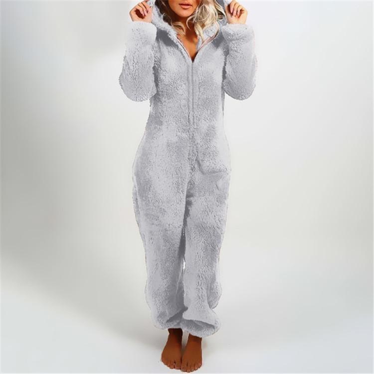 Women Onesies Fluffy Fleece Jumpsuits Sleepwear Plus Size Hood Sets Pajamas for Adult Winter Warm Pajamas Homewear