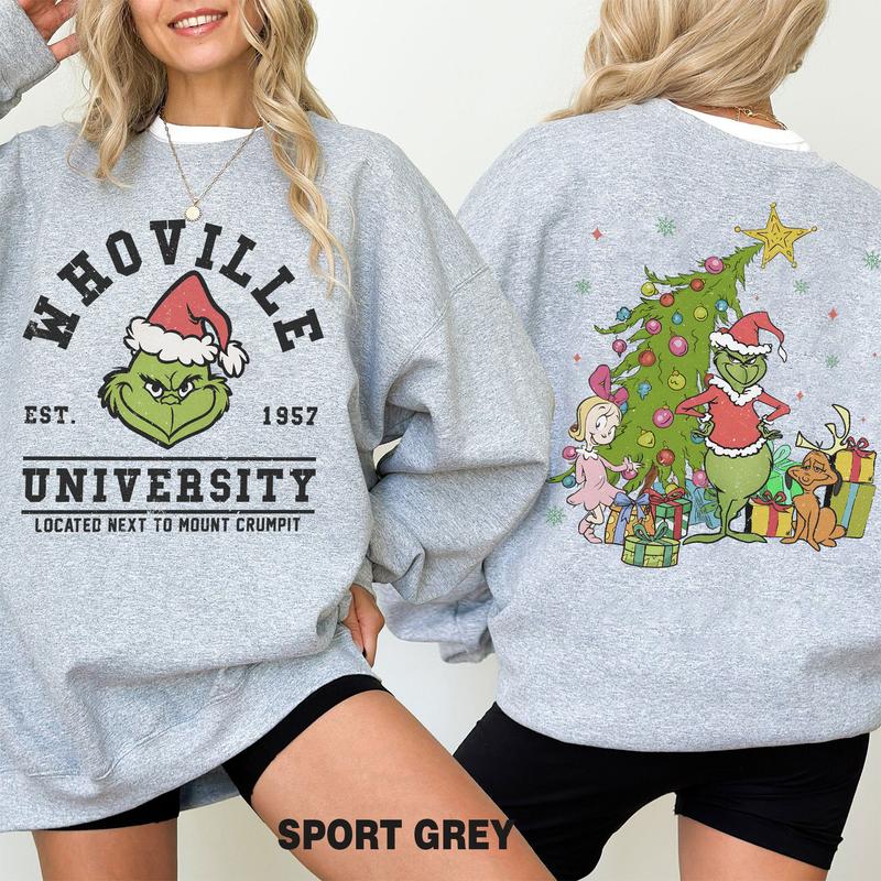 Retro Whoville University Sweatshirt, Grinchmas Shirt, Christmas Movie Sweatshirt, Grinch Christmas Sweatshirt Hoodie