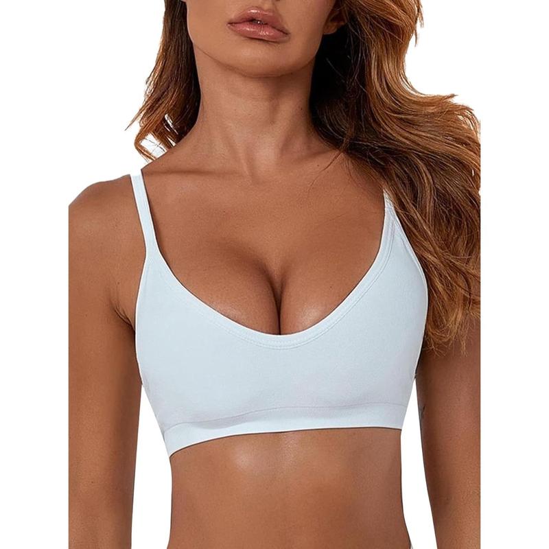 Scoop Neck Spaghetti Strap Seamless Bra Top Crop Bralette