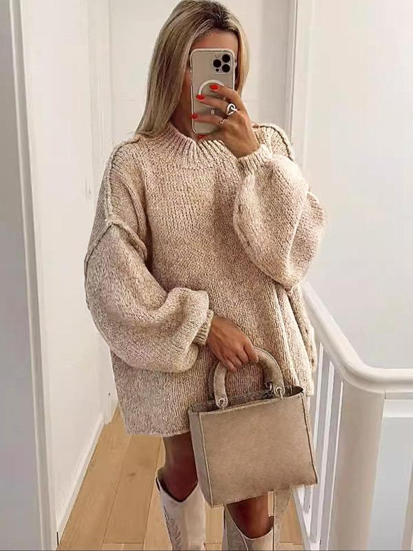 Women's Solid Drop Shoulder Cable Knit Sweater, Casual Long Sleeve Round Neck Jumper for Fall & Winter, Fashion Ladies' Knitwear for Daily Wear