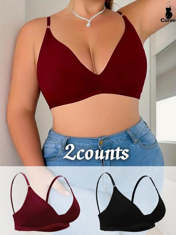  Solid Wireless Bra, Adjustable Strap Push Up Bralette for Women, Women's Lingerie for All Seasons Back To School