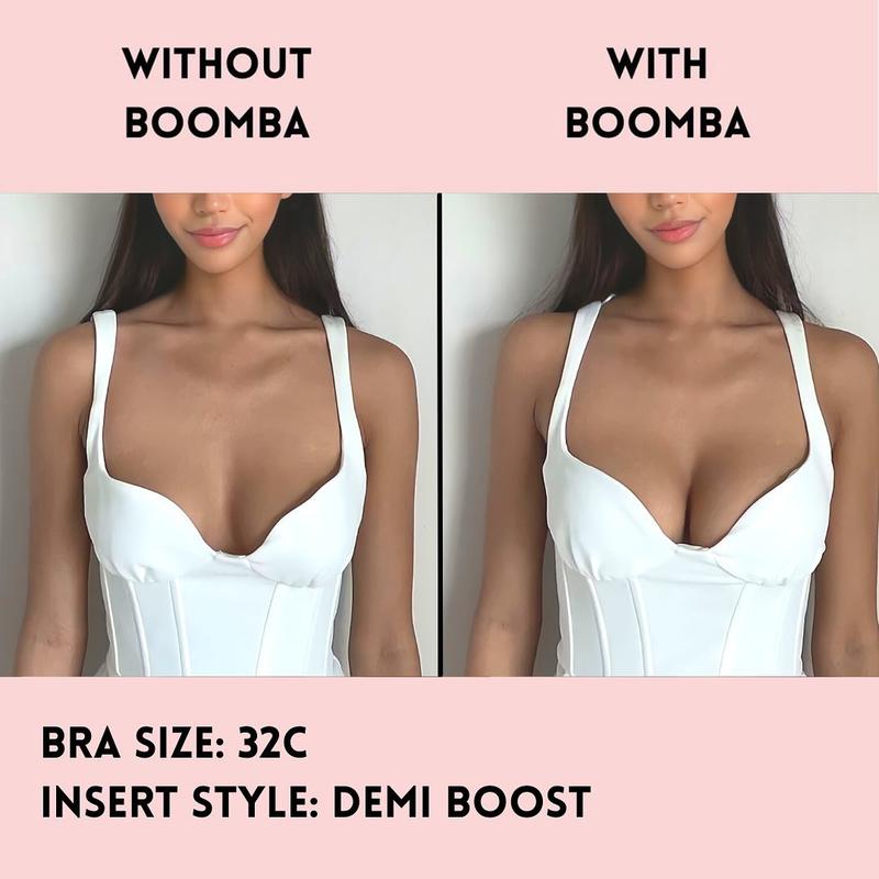 BOOMBA Demi Boost - Patented Sticky Inserts For demi-cup styled clothing - Outfit enhancer