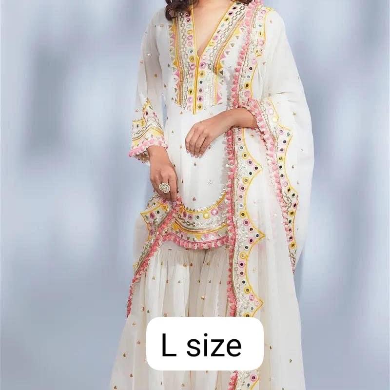 Women white suit sharara set Indian dress