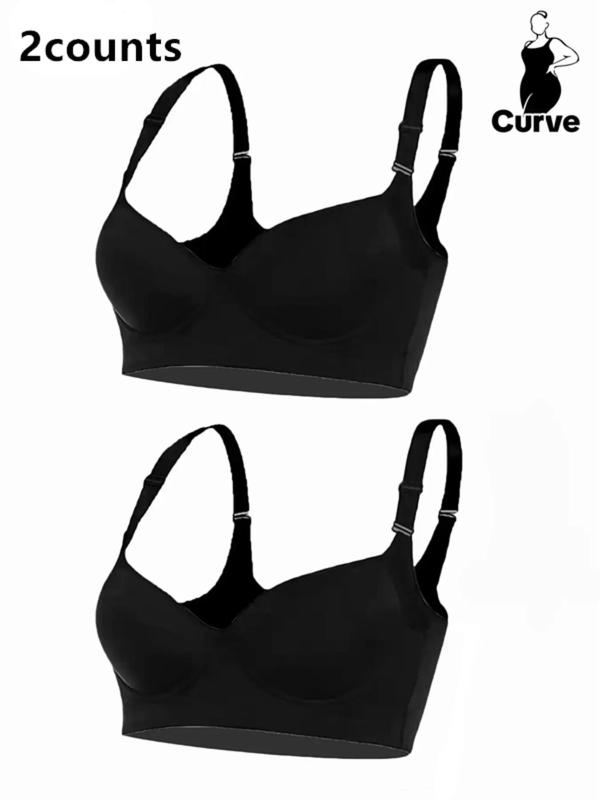 Plus Size Solid Adjustable Strap Push Up Bra, Casual Comfortable Breathable Underwire Bra, Summer Wear 2024, Bras for Women, Plus Size Women's Clothing, Women's Plus Size Lingerie for All Seasons