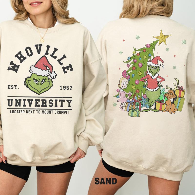 Retro Whoville University Sweatshirt, Grinchmas Shirt, Christmas Movie Sweatshirt, Grinch Christmas Sweatshirt Hoodie