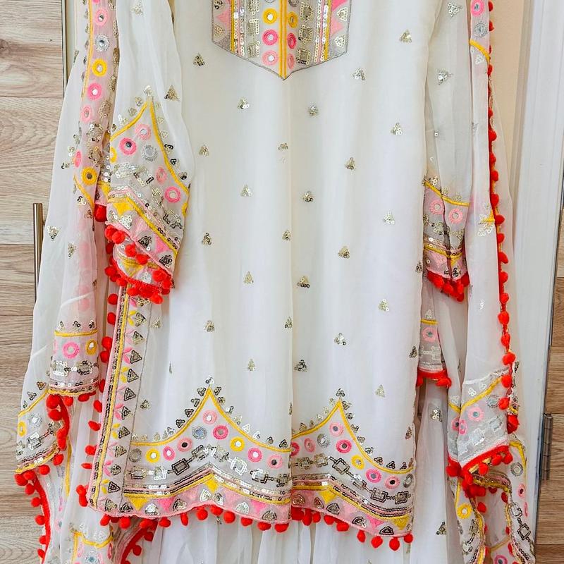 Women white suit sharara set Indian dress