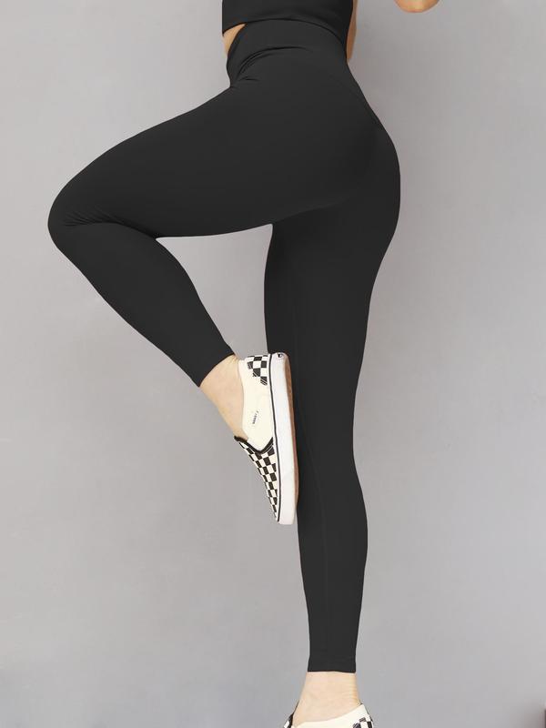 Women's Plain High Waist Leggings, Casual Stretchy Skinny Pants, Ladies Bottoms for All Seasons