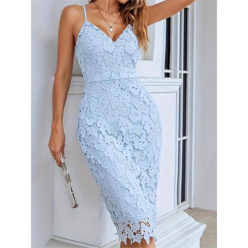 Lace Slim Strap Dress, Elegant Backless Split Strap Wedding Dress, Women's Clothing Wedding Evening Dress Occasion Engagement Ceremony