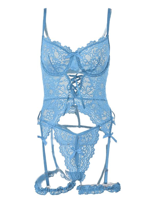 Women's Sexy Underwear Blue White Lace Lingerie Set underwear set sexy costume Womenswear Lady Comfort Basic Minimalist Spaghetti Strap lingerie set sexy comfy breathable lingerie lingerie