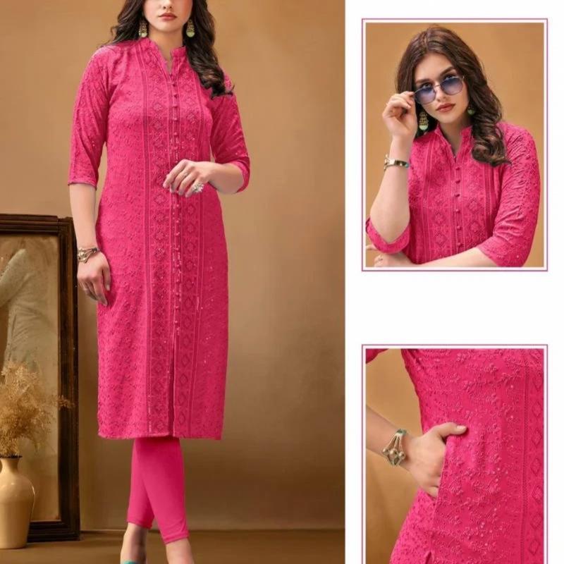 Cotton Lucknowi Heavy Chikankari kurti ( pants not included)