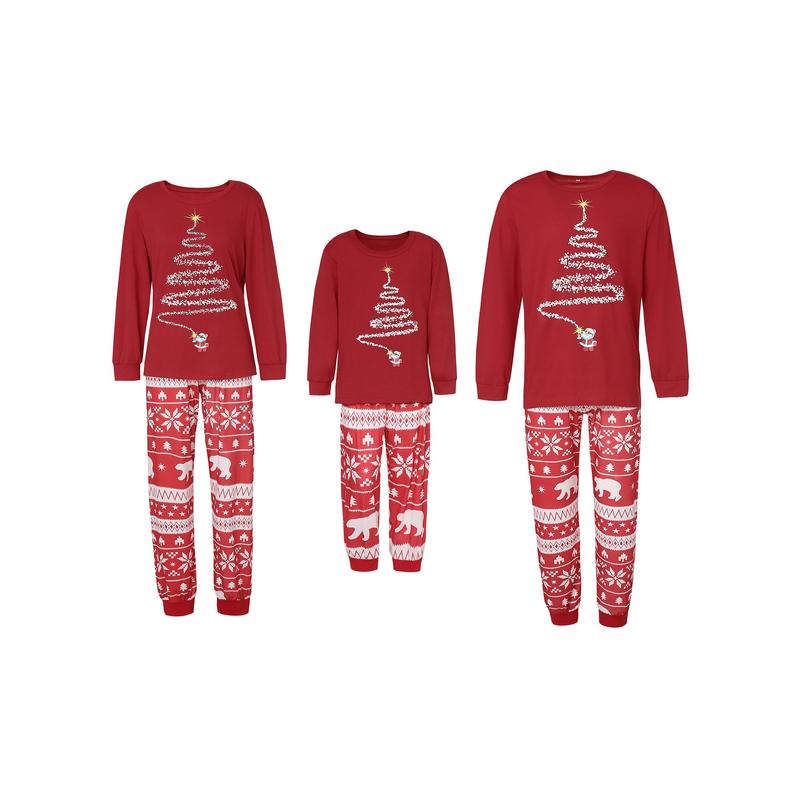 Christmas Parent-child Nightwear Outfits Pajamas Sets, Long Sleeve Printed Pattern Tops and Pants Xmas Pj's Clothes Homewear Sleepwear Loungewear Nightwear for Men  Women  Kids