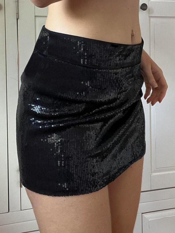 Women's Glitter Sequins Drop Waist Mini Skirt, Y2K Fashion Casual Bodycon Skirt for Party Club Dating, Ladies Fall & Winter Bottoms