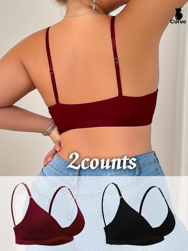  Solid Wireless Bra, Adjustable Strap Push Up Bralette for Women, Women's Lingerie for All Seasons Back To School