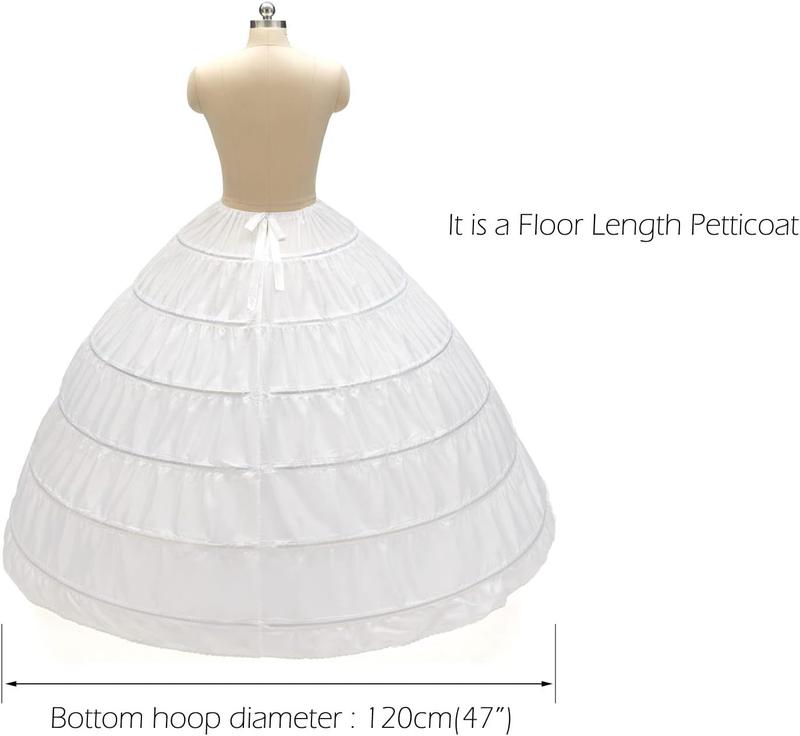 Women 6 Hoop Petticoat Crinoline Underskirt for Bridal Wedding Dress MPT036