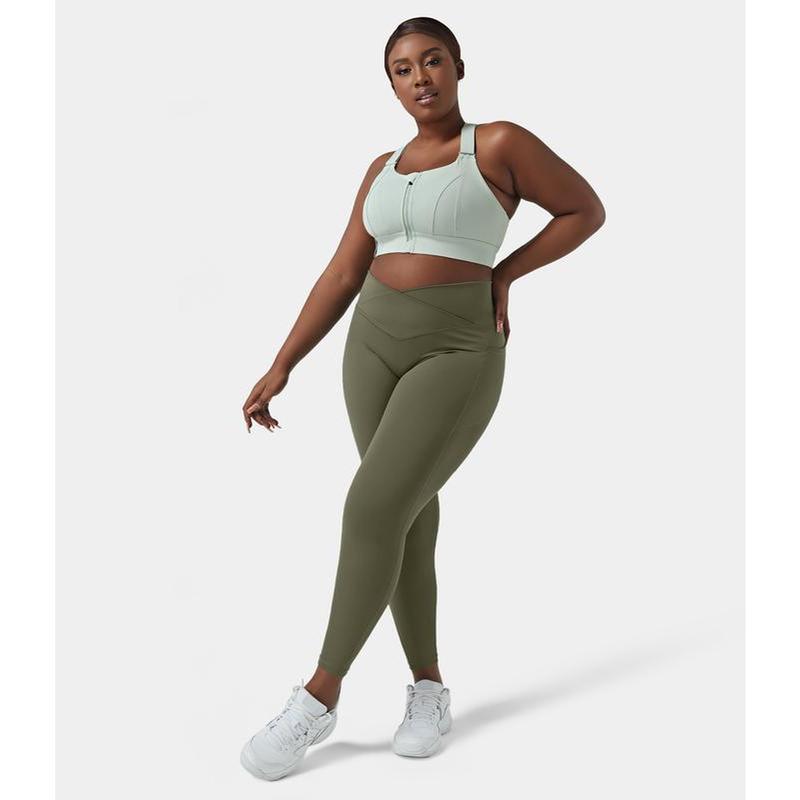 Halara Softlyzero™ High Waisted Crossover Side Pocket Plain plus Size Full Length Leggings-Upf50+ Does not apply