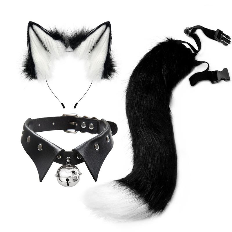 European and American Goths Style Suit Punk Collar Collar Collar Simulation Three-Dimensional Fox Ear Headband Animal Ears Beast Tail Cos