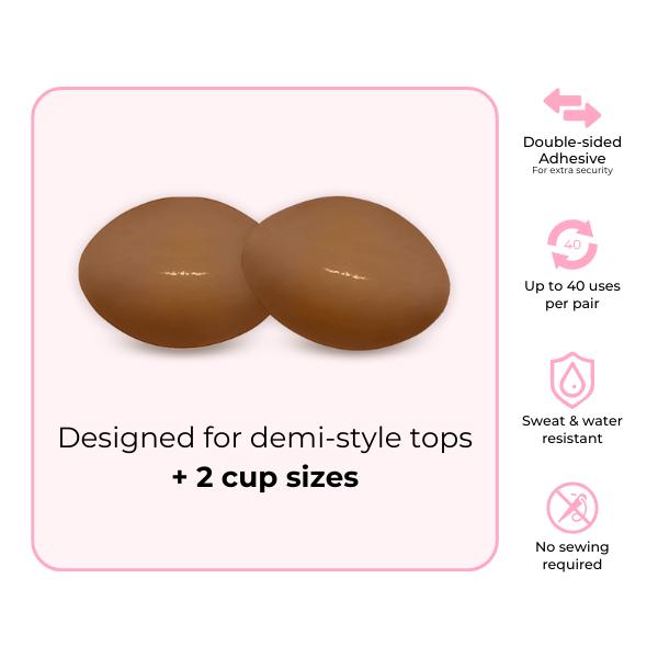 BOOMBA Demi Boost - Patented Sticky Inserts For demi-cup styled clothing - Outfit enhancer