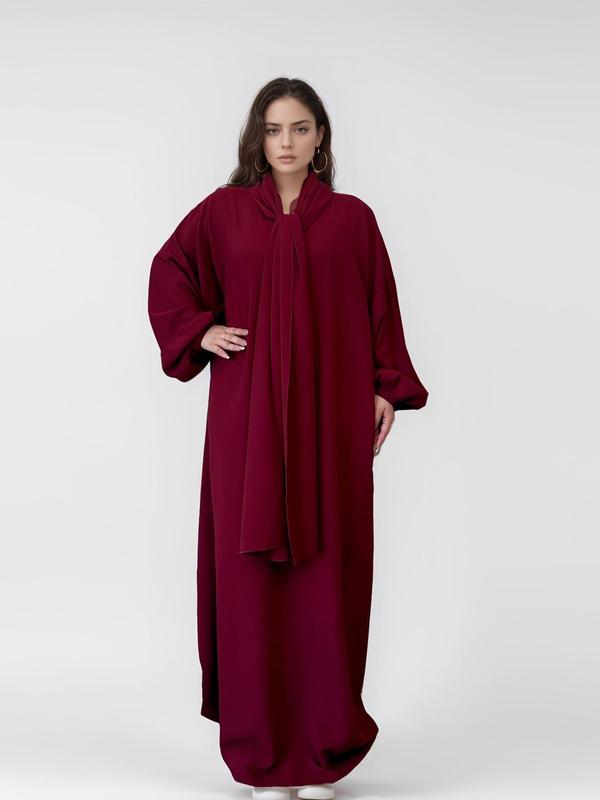 Women's Solid Color Batwing Sleeve Arabian Hooded Dress, Modest Long Sleeve Maxi Dress for Daily Wear, Ladies Clothes for All Seasons