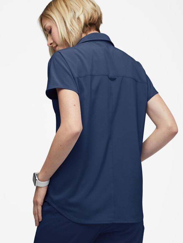 Easy STRETCH LEA Women's 3-Pocket Polo Collar Scrub Top