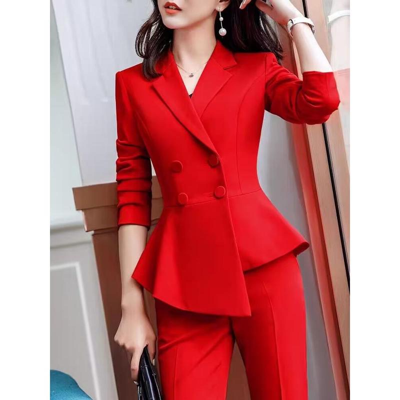 Red Suit Female President Temperament Mature Women coat 2024 fall Business Suit Suit