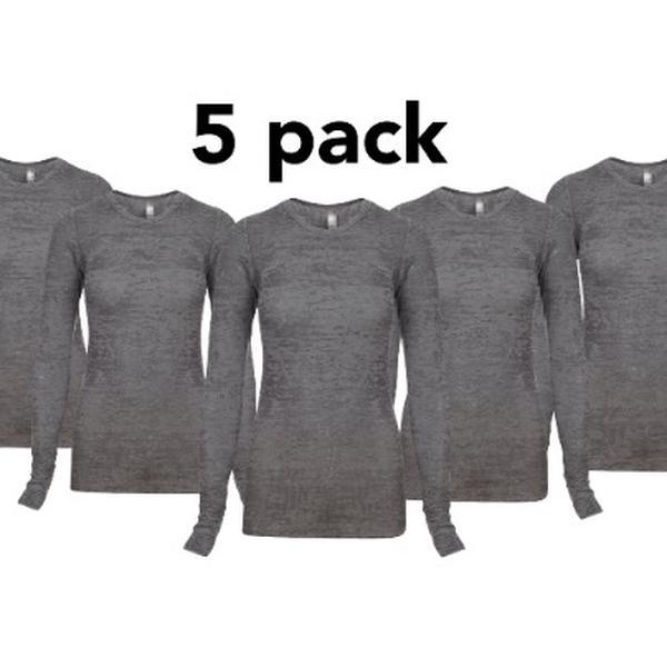 NEXT LEVEL 5 pack 8511 Women's Burnout Thermal Long Sleeve T-Shirt printing supply