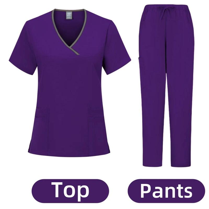 Medical Nurse Beauty Salon Workwear Clinical Scrubs Top + Pant Spa Doctor Nursing Tunic Suit Surgical Uniforms Woman Scrub Set