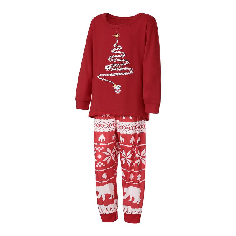 Christmas Parent-child Nightwear Outfits Pajamas Sets, Long Sleeve Printed Pattern Tops and Pants Xmas Pj's Clothes Homewear Sleepwear Loungewear Nightwear for Men  Women  Kids