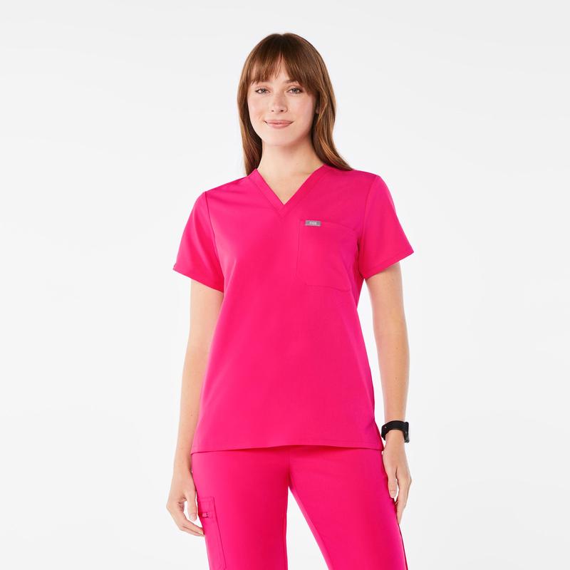 women's Shocking Pink Catarina One-Pocket Scrub Top™