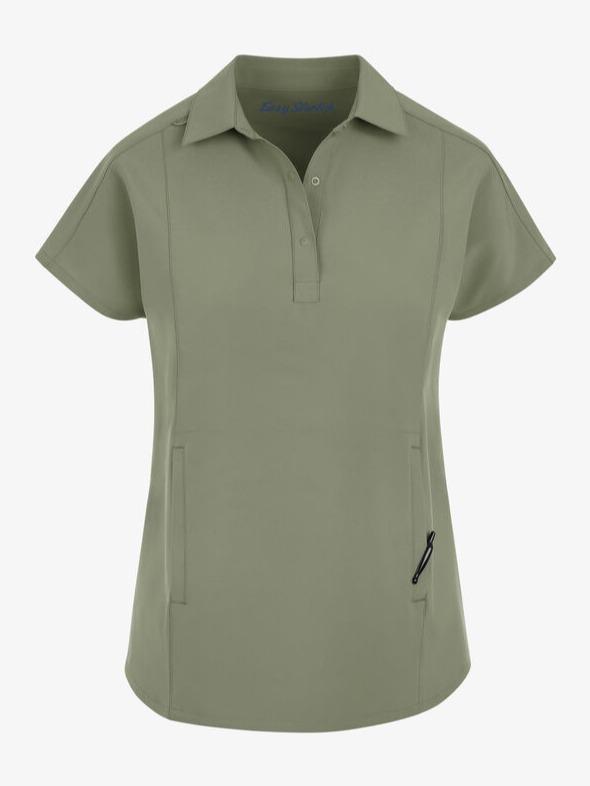 Easy STRETCH LEA Women's 3-Pocket Polo Collar Scrub Top