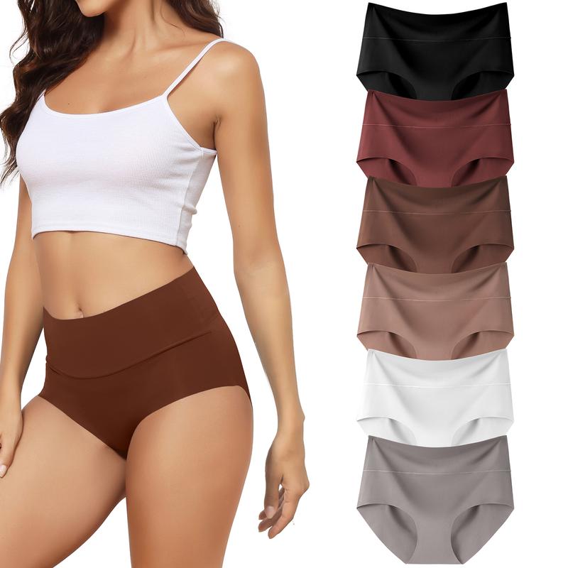 LEVAO Women's High Waist Seamless Underwear No Show Breathable Panties Full Coverage Invisible Brief 6 12 Pack S-XXL