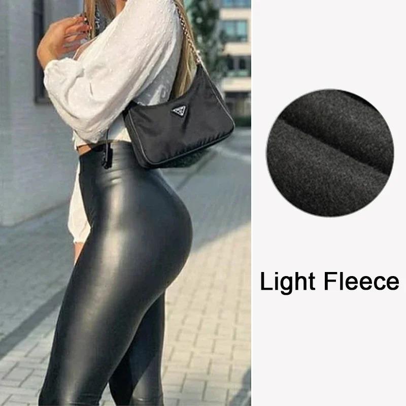 Black Leather Leggings Skinny Sexy Casual Pants Spandex Stretchy Legging Femme PU High Waist Leggings Women Push Up Leggins 4XL Fabric Womenswear