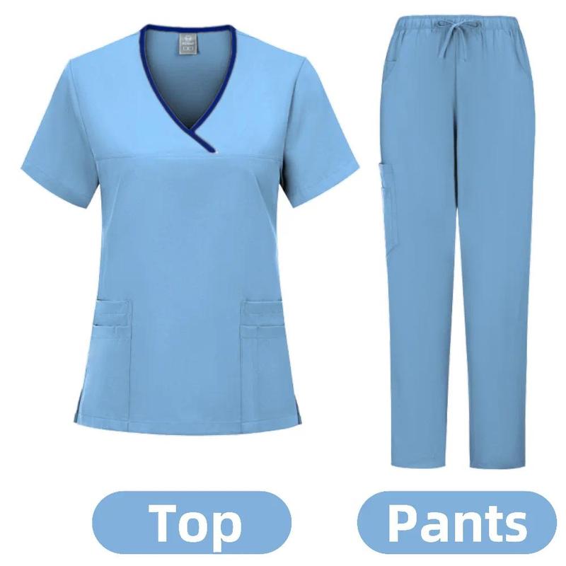 Medical Nurse Beauty Salon Workwear Clinical Scrubs Top + Pant Spa Doctor Nursing Tunic Suit Surgical Uniforms Woman Scrub Set