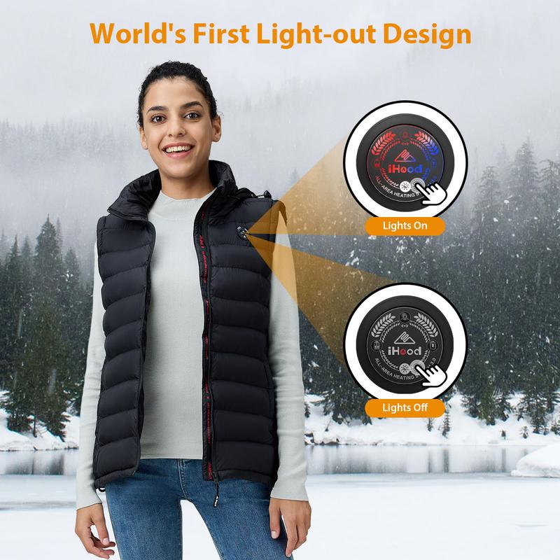 iHood Women's Heated Vest with 7.4V 14400 mAh Battery Pack, Heated Vest for Women with Retractable Heated Hood Washable Hunting Outdoor