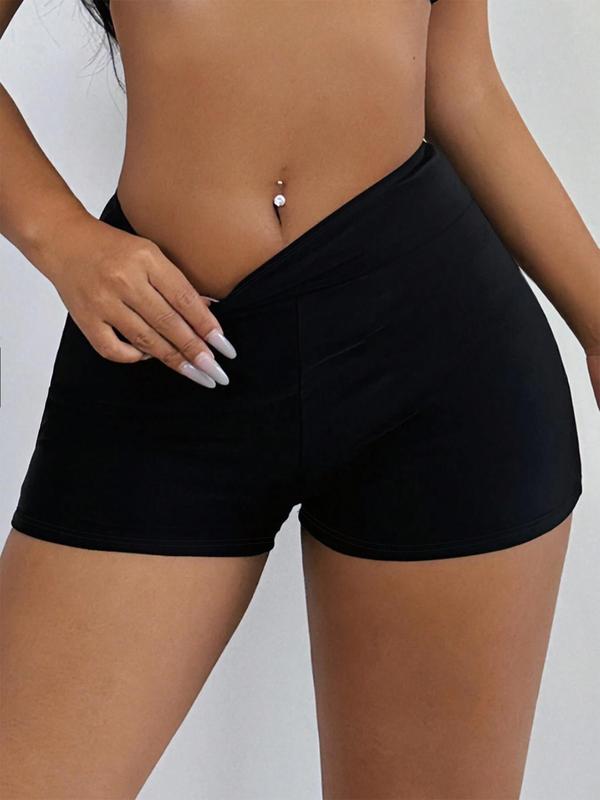 Women's Solid High Waist Short Leggings, Casual Comfy Breathable Skinny Shorts for Daily Wear, Ladies Bottoms for Summer