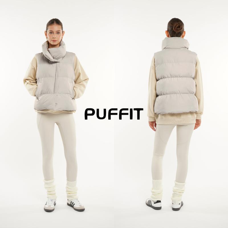 PUFFIT Go.G.G Women Warmer Oversized Puffer Gilet, Sleeveless Waistcoat Quilted Vest, Deep Pockets Adjustable Toggles Versatile Style Lightweight