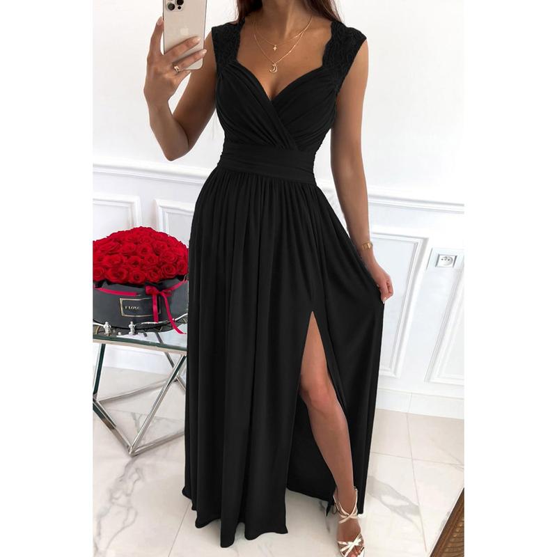 Dokotoo Womens 2024 Formal Dresses Wrap V-Neck Ruched Sexy Bridesmaid Wedding Guest Maxi Dresses