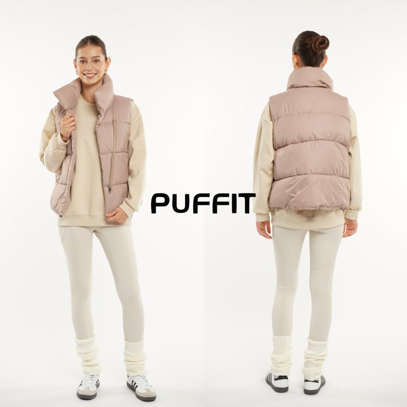 PUFFIT Go.G.G Women Warmer Oversized Puffer Gilet, Sleeveless Waistcoat Quilted Vest, Deep Pockets Adjustable Toggles Versatile Style Lightweight