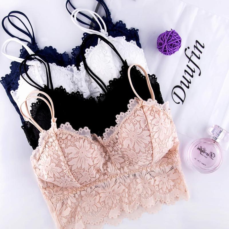 5 Pcs Lace Bralettes for Women Bralette Padded Lace Bande Bra