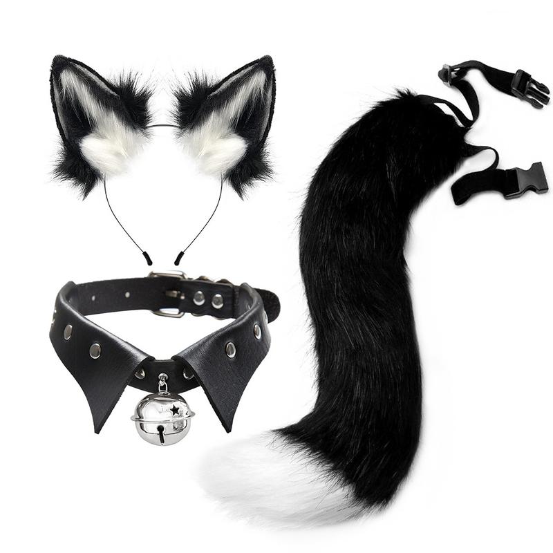 European and American Goths Style Suit Punk Collar Collar Collar Simulation Three-Dimensional Fox Ear Headband Animal Ears Beast Tail Cos