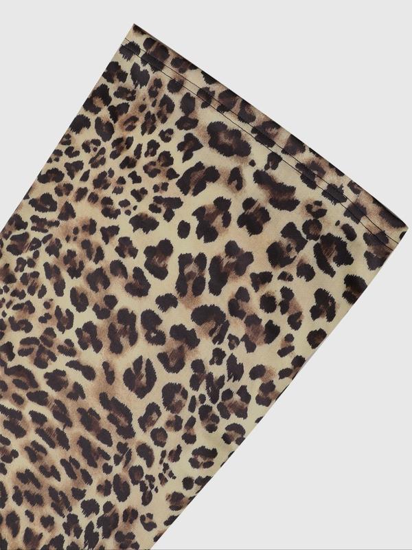 Women's Leopard-Print Wide Leg Pants, Casual Comfy Trousers for Daily Wear, Ladies Bottoms for Fall & Winter