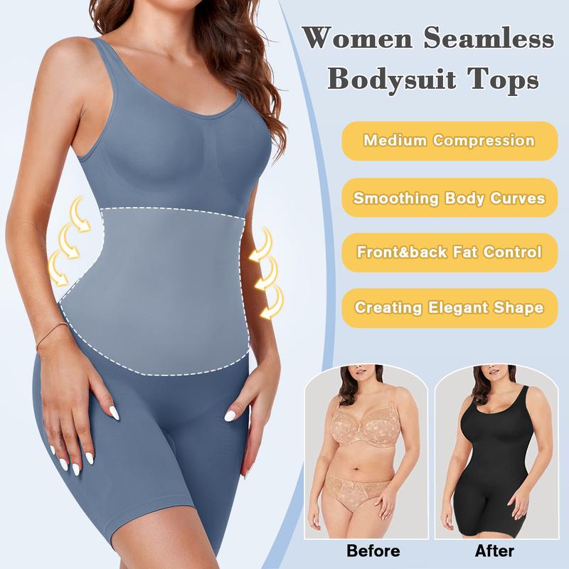 Shorts Bodysuit for Women Tummy Control Shapewear Seamless Sexy Butt Lifting Workout Bodycon One Piece Short Jumpsuit Comfort Fabric Nylon Soft Womenswear Comfortable Compression Slimming Straps Tops Underwear