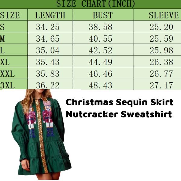 Women Christmas Sequin Skirt Nutcracker Sweatshirt Nutcracker Shirt Dress Long Sleeve Santa Sweater Mini Dress Holiday Dresses Cute Clothes Casual Fabric