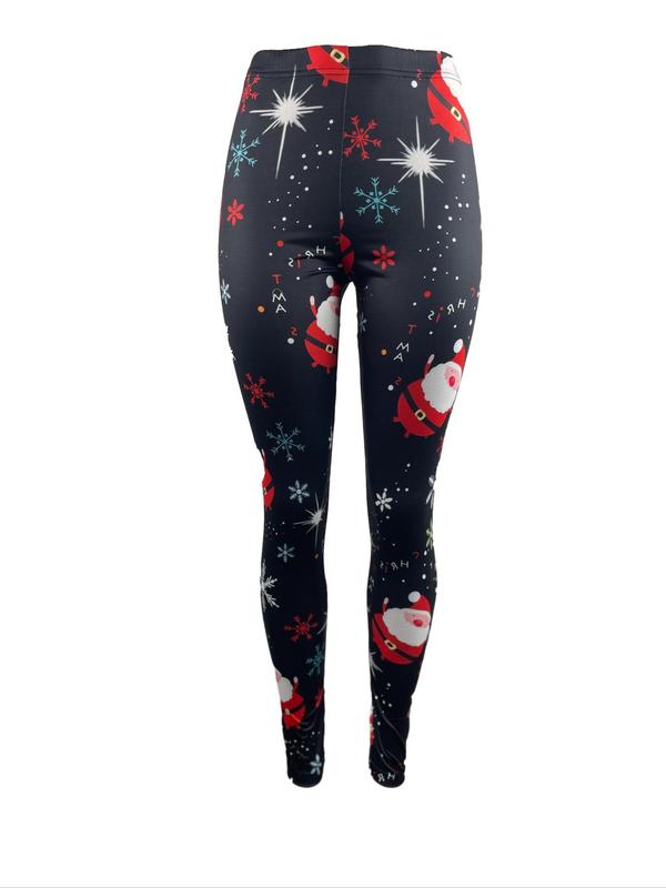 Women's Christmas Print Leggings, Casual Comfy Breathable Skinny Pants for Daily Wear, Ladies Bottoms for Fall & Winter