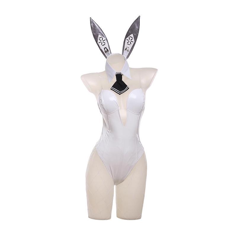 Goddess of Victory Blanc Bunny Girl Costume - Noir Bunny Suit for Women, Sexy Cosplay Outfit in White and Black Jumpsuits